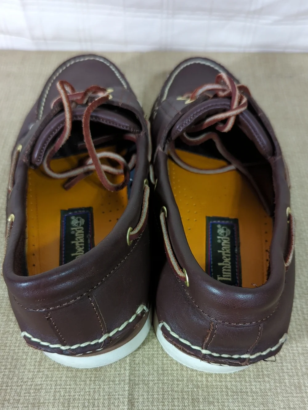 Timberland Men's Dark Brown Leather Boat Shoes with Contrast Stitching